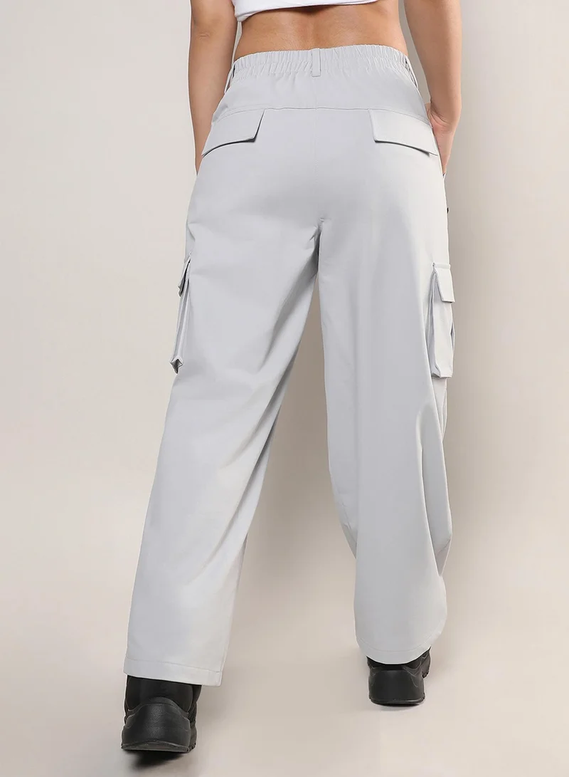 Pinacolada  Women's Moon Grey Straight Fit Cargo Trousers for Women | Best Price UAE