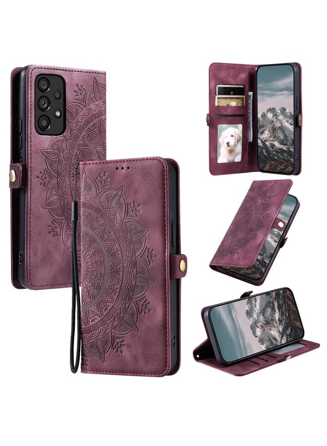 اس-توب جراب لهاتف Samsung Galaxy A73 5G، جراب هاتف جلدي منقوش بنقشة جلد التميمة - Image 1