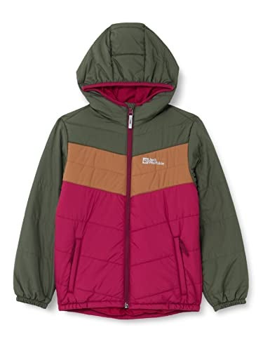 Jack Wolfskin girls Three Hills Jacket Kids Outerwear, Dark Ruby, Small US - Image 1