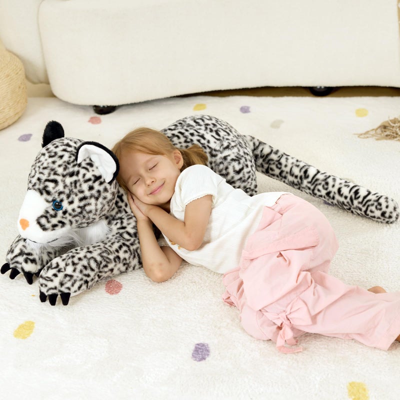 MaoGoLan Giant Realistic Snow Leopard Stuffed Animal â€“ 47â€ Soft & Fluffy Cheetah Plush Toy, Large Jaguar Plush Pillow Stuffy, Valentines Birthday Gifts for Kids Girls Boys, Baby Shower Party Decor - Image 2