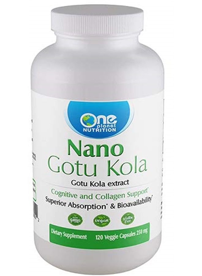 One Planet Nutrition Nano Gotu Kola with Gotu Kola Extract, Non-GMO, Gluten-Free Supplement Made from Gotu Kola Herb, Super Absorption and Bioavailability - 120 Veggie Capsules, 250mg - Image 1