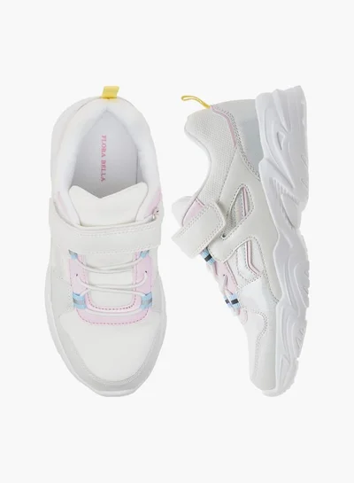 Flora Bella By Shoexpress Girls Embellished Panelled Sneakers with Hook-and-Loop Closure