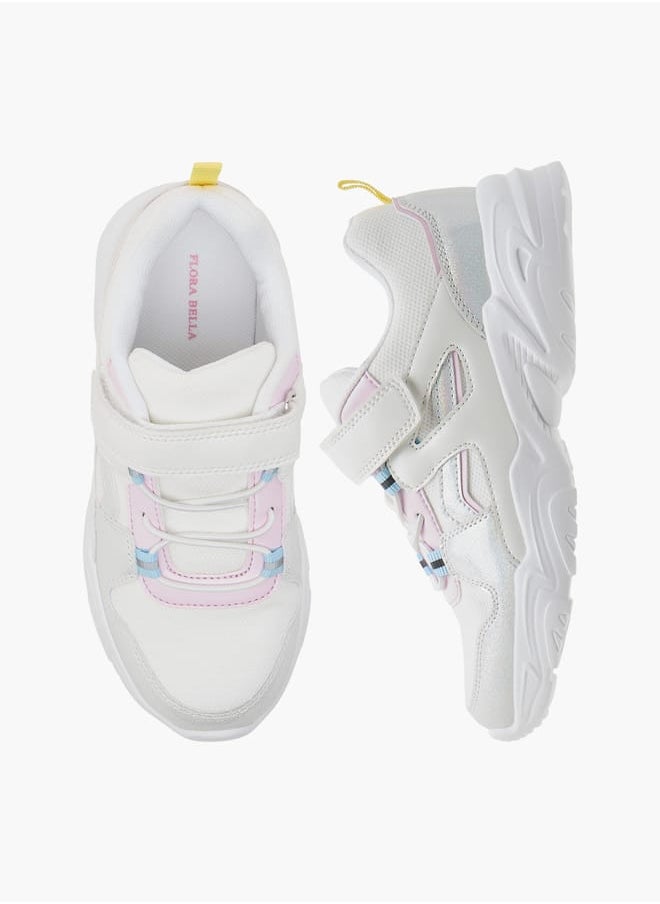 Flora Bella By Shoexpress Girls Embellished Panelled Sneakers with Hook-and-Loop Closure  - Image 1