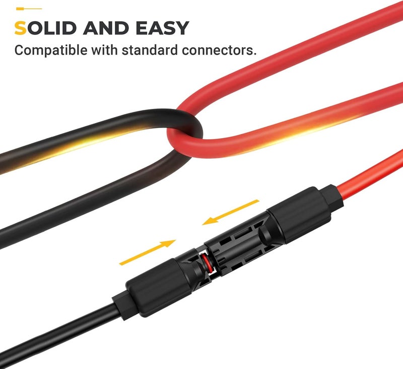 BougeRV 6 Feet 8AWG Solar Extension Cable with Female and Male Connector with Extra Free Pair of Connectors Solar Panel Adaptor Kit Tool (6FT Red + 6FT Black) - Image 5