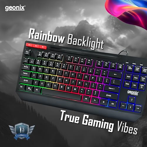 GEONIX Cruiser K2 Multi Function Gaming Keyboard with 90 Keys Including 3 Dedicated Multimedia Keys, Rainbow Backlight, Spill Resistant, PVC Cable, Durable Body (Black) - Image 2