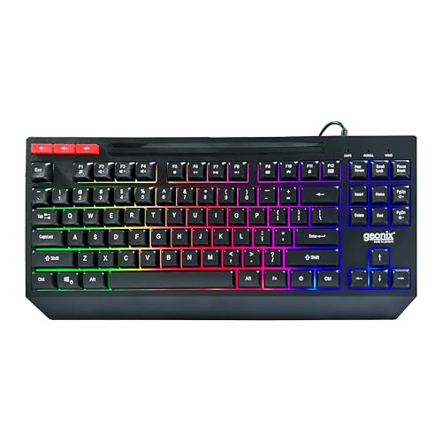 GEONIX Cruiser K2 Multi Function Gaming Keyboard with 90 Keys Including 3 Dedicated Multimedia Keys, Rainbow Backlight, Spill Resistant, PVC Cable, Durable Body (Black) - Image 1