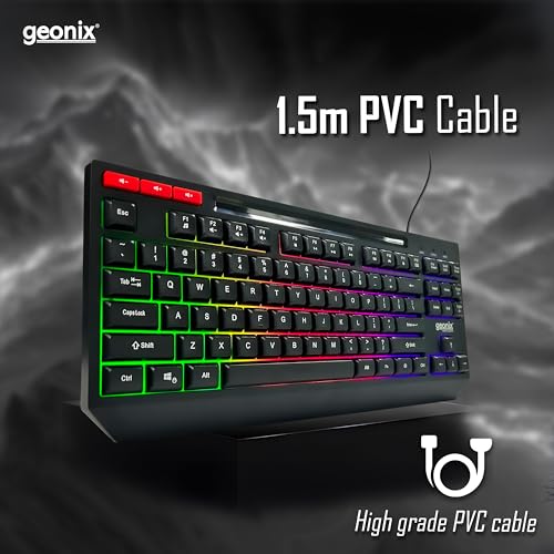 GEONIX Cruiser K2 Multi Function Gaming Keyboard with 90 Keys Including 3 Dedicated Multimedia Keys, Rainbow Backlight, Spill Resistant, PVC Cable, Durable Body (Black) - Image 4