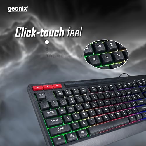 GEONIX Cruiser K2 Multi Function Gaming Keyboard with 90 Keys Including 3 Dedicated Multimedia Keys, Rainbow Backlight, Spill Resistant, PVC Cable, Durable Body (Black) - Image 5