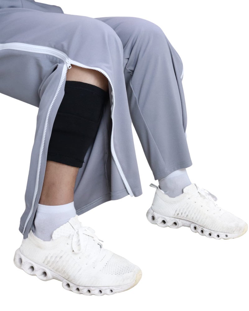 Meuponc Tear Away Pants for Men's Side Zipper Leg Breakaway Pants Post Surgery Foley Catheter Pants Adaptive Clothing Wide Leg Zip Off Sweatpants Grey - Image 4