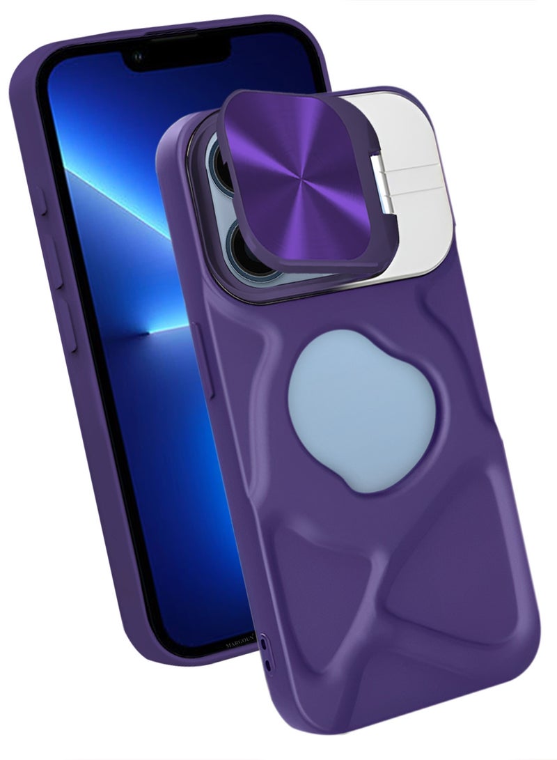 CATANES Slim Soft Case for iPhone 13 Pro Max - TPU Shockproof Case with Lens Protection Kickstand and Logo View Window - Dark Purple - Image 2