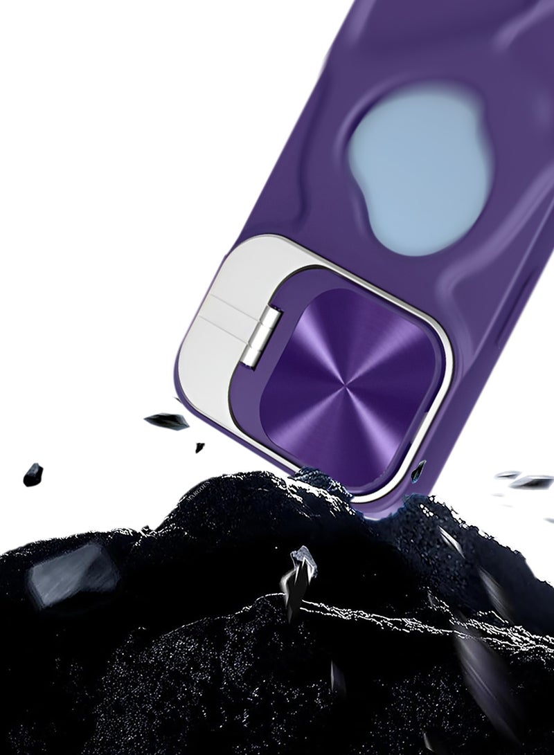 CATANES Slim Soft Case for iPhone 13 Pro Max - TPU Shockproof Case with Lens Protection Kickstand and Logo View Window - Dark Purple - Image 3