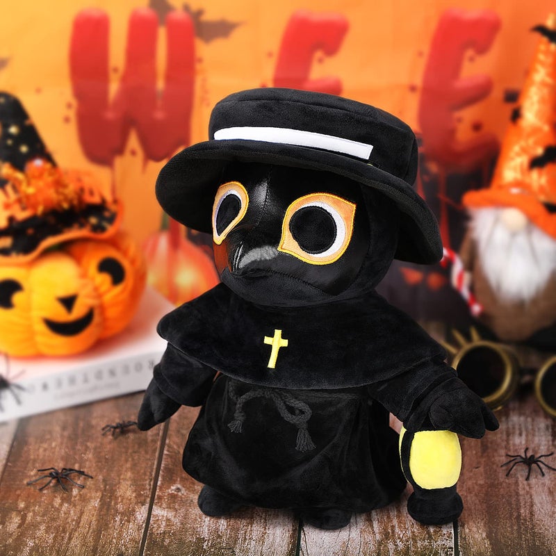 AULUDA Plague Doctor Plush Toy, 16" Big Weighted Spook Cute Stuffed Plushie Pillow Doll, Soft Large Fluffy Halloween Hugging Cushion Decor, Present for Kids and Adults - Image 3