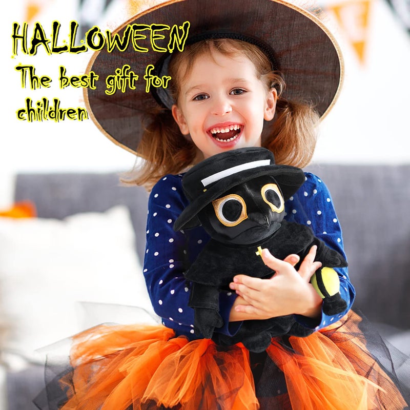 AULUDA Plague Doctor Plush Toy, 16" Big Weighted Spook Cute Stuffed Plushie Pillow Doll, Soft Large Fluffy Halloween Hugging Cushion Decor, Present for Kids and Adults - Image 2