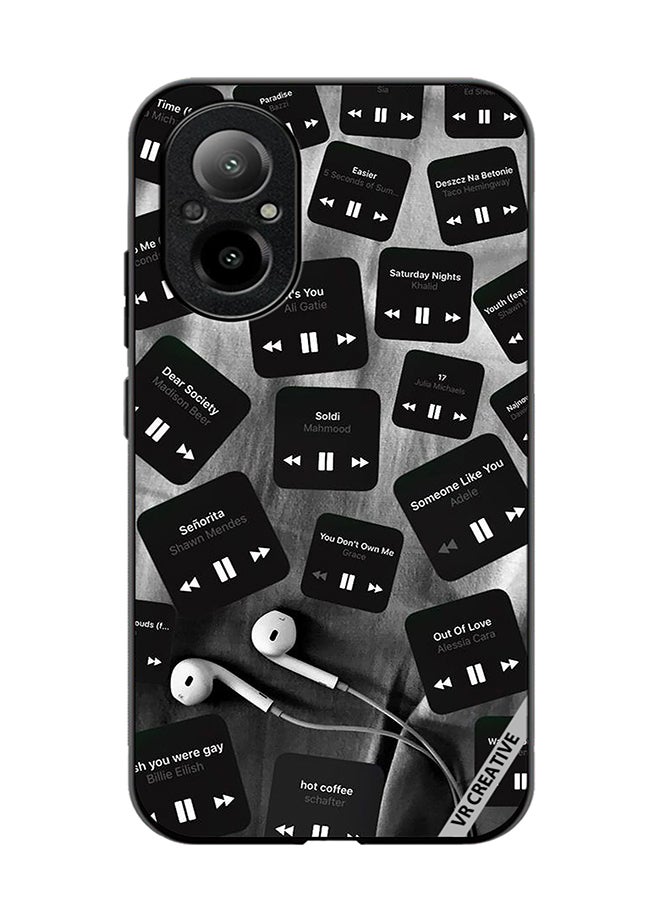 VR CREATIVE Protective Case Cover For Realme C67 4G Black Music Tags Design Multicolour - Image 1
