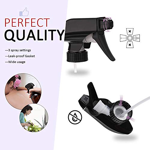 AMORIX 12PCS Spray Bottle Nozzle Trigger Sprayer Black Spray Top - Heavy Duty Replacement Nozzle with Mist Stream Sprayer, Fits 28/400 Boston Spray Nozzle for Bottles, Gardening, Cleaning Solutions - Image 3