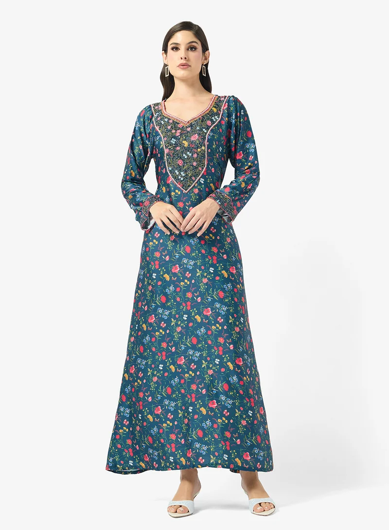 ARABIAN CLOSET Embellished Belted Jalabiya