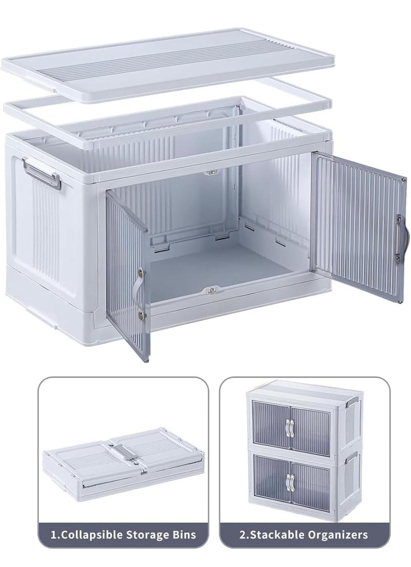 Qshare Collapsible Storage Bins - Folding Storage Box with Strong Handles, Space-Saver Organizer Magnetic Door Storage Cabinet for Kitchen, Stackable Cupboard for use to Bedroom, Living Room, Office - Image 5