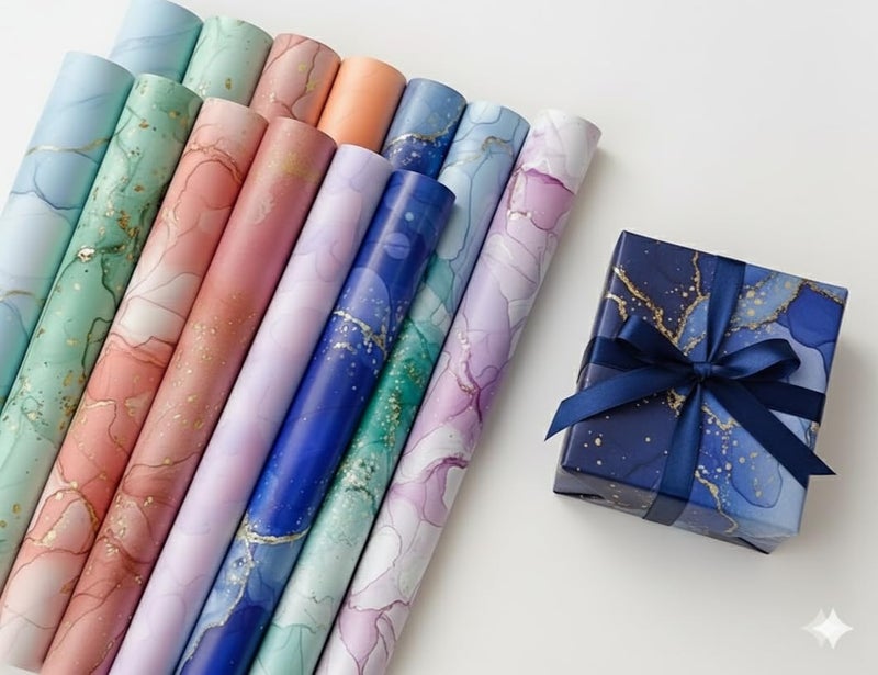AccuPrints (Pack Of 12) Gift Wrapping Paper Sheet Paper Wrap Roll Sheets - Gift Cover Rapping Paper -Premium Design Multicolor Paper Sheet For Gift Packing, Mix - Image 1