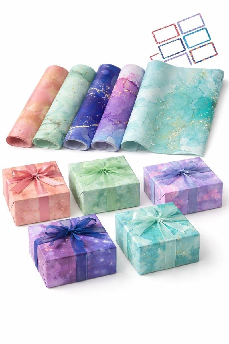 AccuPrints (Pack Of 12) Gift Wrapping Paper Sheet Paper Wrap Roll Sheets - Gift Cover Rapping Paper -Premium Design Multicolor Paper Sheet For Gift Packing, Mix - Image 2