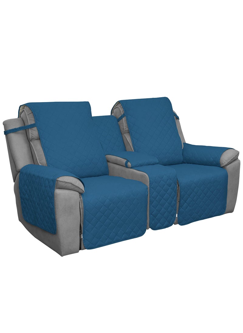 Easy-Going EasyGoing Loveseat Recliner Cover with Console Reversible Couch Cover for Living Room Split Sofa Cover for Each Seat with Elastic Straps for Kids Dogs Pets2 Seater Peacock BlueBeige 