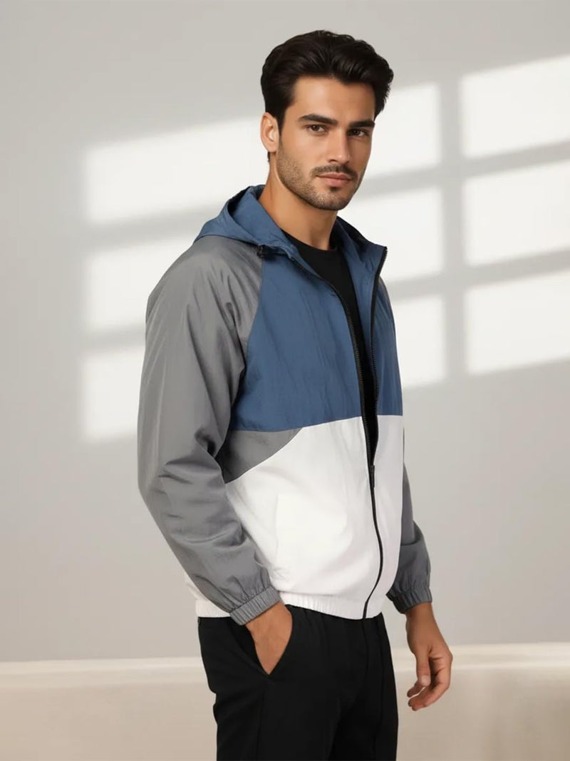 CHKOKKO Sunscreen Jacket for Men Windcheater Hooded Zipper Sports Jacket | UV Protection | Sun Protective | Lightweight Water Resistant | Riding Biker | Outdoor Travel Gym Running - Image 3