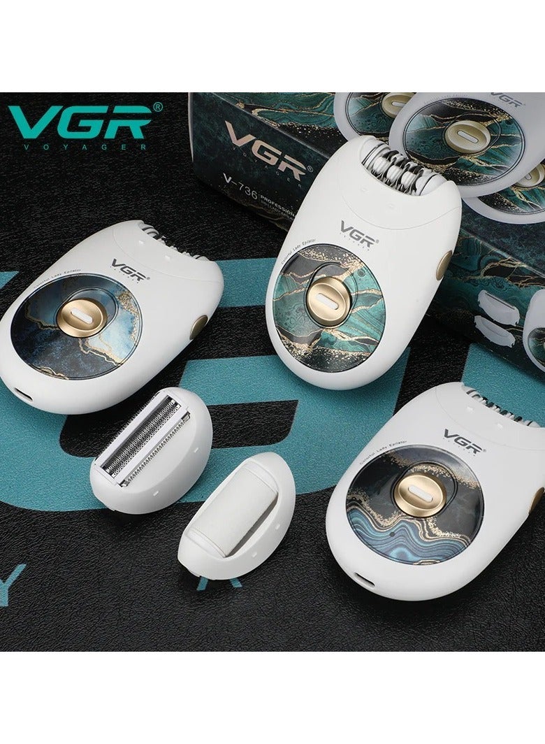 VGR V-736 Women's Hair Removal Device – Effective hair removal from the root, ergonomic design, suitable for the entire body, Green-3 in 1 green - Image 3