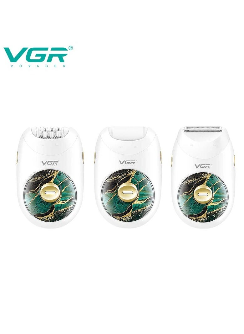 VGR V-736 Women's Hair Removal Device – Effective hair removal from the root, ergonomic design, suitable for the entire body, Green-3 in 1 green - Image 4