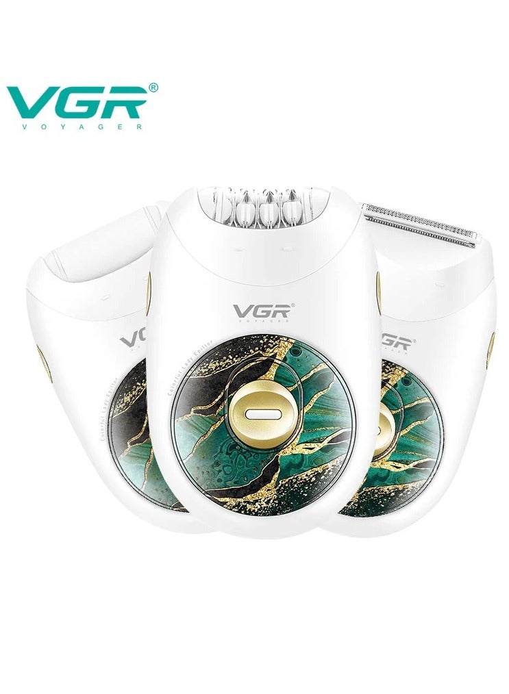 VGR V-736 Women's Hair Removal Device – Effective hair removal from the root, ergonomic design, suitable for the entire body, Green-3 in 1 green - Image 1