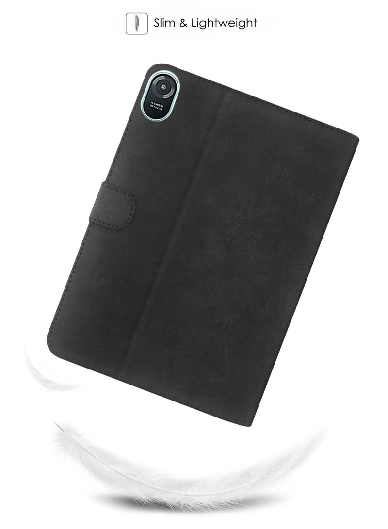 دبليو تيك جراب فليب ذكي من الجلد عالي الجودة مزود بحامل مغناطيسي لهاتف Honor Pad 8 12.4 بوصة 2022 أسود - Image 2