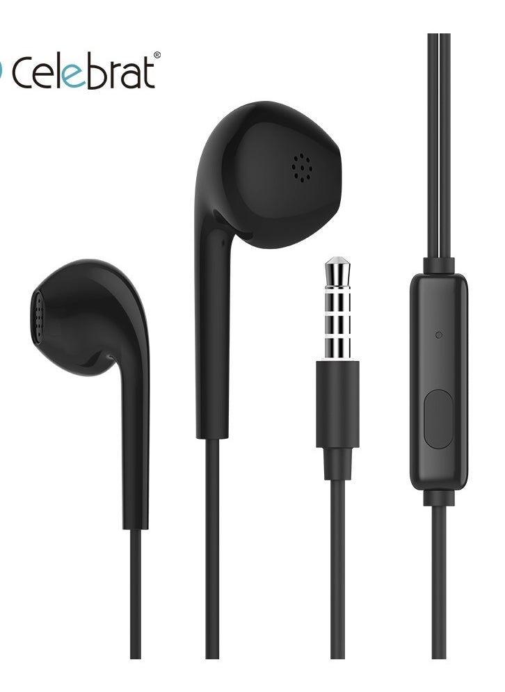 Celebrat - G12 Wired Stereo Earphones With Mic Black - Image 1
