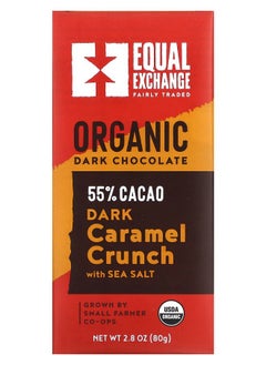 Equal Exchange Organic Dark Chocolate Caramel Crunch with Sea Salt 55% Cacao 2.8 oz (80 g) 