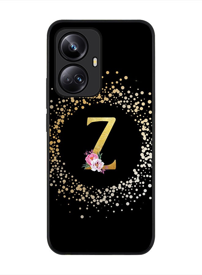 Stylizedd Cover for Realme 10 Pro Plus 5G Case , Rugged Black Slim fit Phone Cases - Custom Monogram Initial Letter Floral Pattern Alphabet -Z (Black) - Image 1