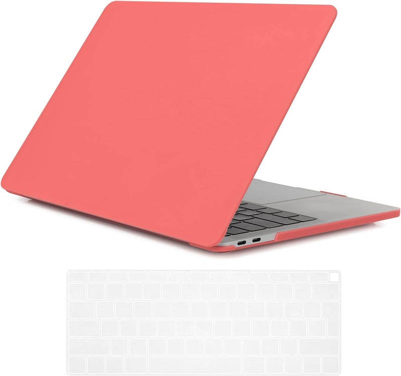 سيفن لاين متوافق مع حافظة MacBook Air 13 بوصة 2021/2020/2019/2018 غطاء صلب MacBook Air 13 بوصة مع Retina Touch ID موديل A1932/A2179/A2337 M1 مع غطاء لوحة مفاتيح تخطيط المملكة المتحدة، مرجاني حي - Image 1