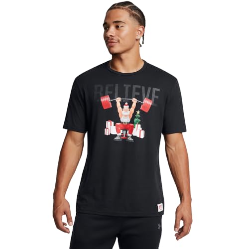 Under Armour Men's Project Rock Red One Believe Short Sleeve T Shirt, (001) Black / / Anthracite, Small - Image 4