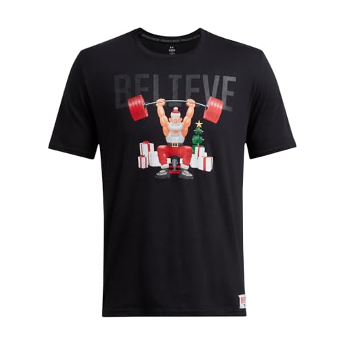 Under Armour Men's Project Rock Red One Believe Short Sleeve T Shirt, (001) Black / / Anthracite, Small - Image 2