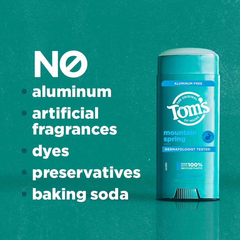 Tom's of Maine مزيل العرق الطبيعي من تومز أوف مين، رائحة الينابيع الجبلية للرجال والنساء، خالي من الألمنيوم، 3.25 أونصة، عبوة من 2 - Image 5