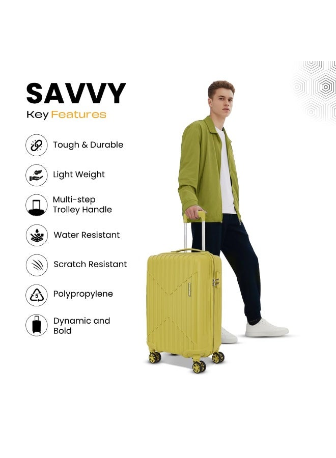 KAMILIANT by American Tourister Savvy Cabin Trolley Bag, Small, 55 cm, Hard Case Polypropylene, Cress Green - Image 3