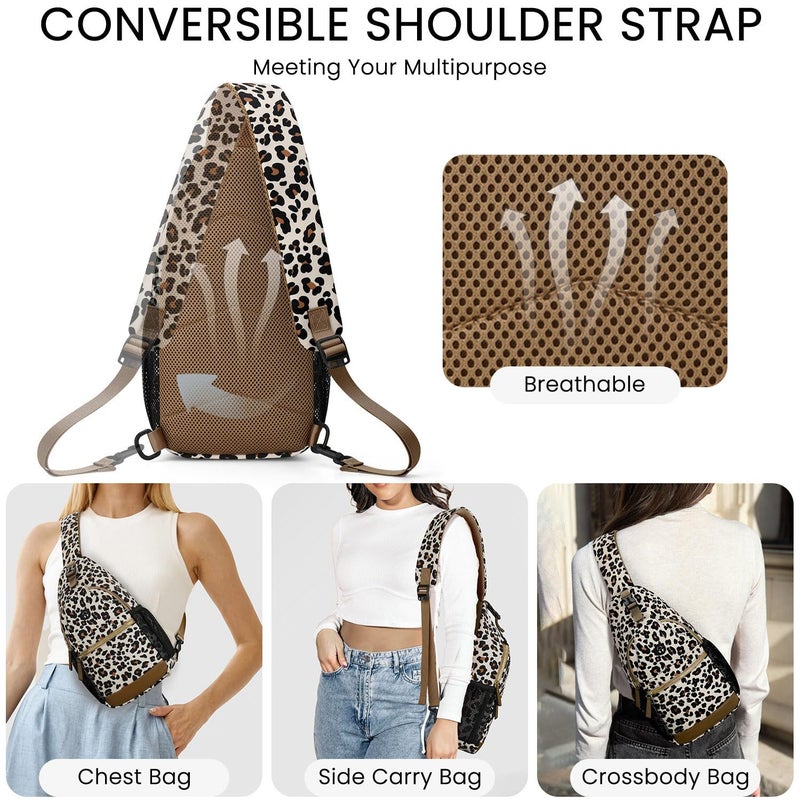 Vankor Large Crossbody Purses Bags for Women Men Travel, Chest Sling Bag Women Casual Cross Body Bag for Woman Sling Backpack Leopard Print - Image 4
