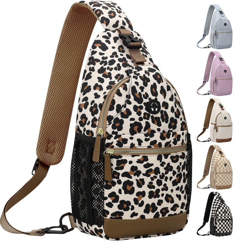 Vankor Large Crossbody Purses Bags for Women Men Travel, Chest Sling Bag Women Casual Cross Body Bag for Woman Sling Backpack Leopard Print - Image 1