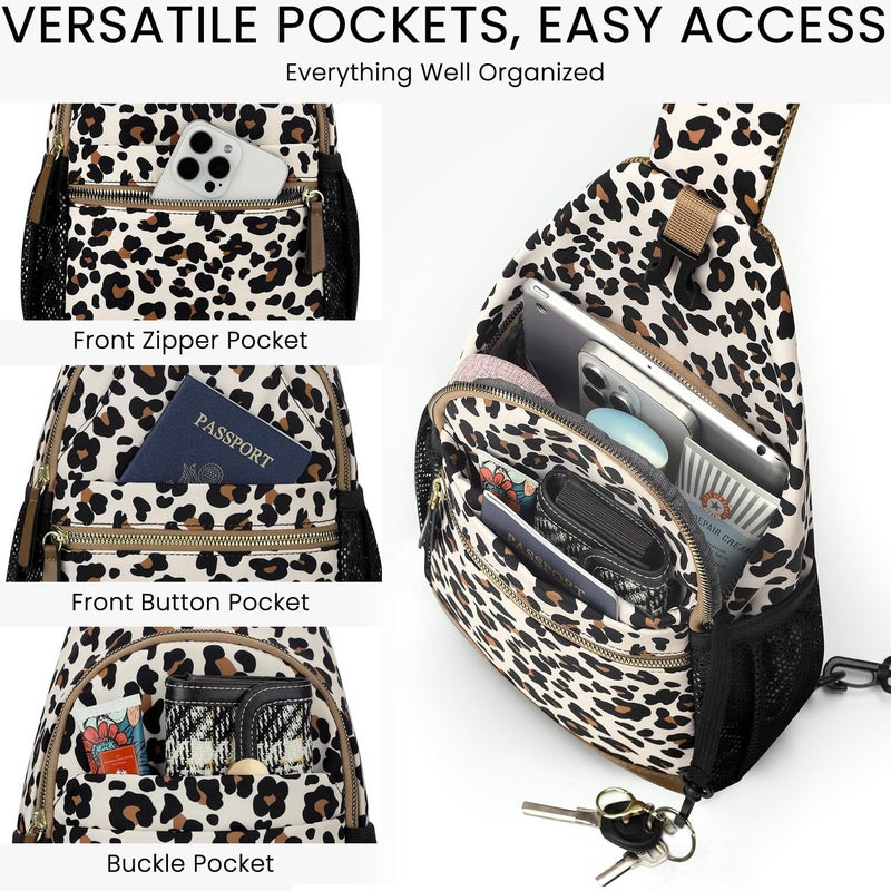 Vankor Large Crossbody Purses Bags for Women Men Travel, Chest Sling Bag Women Casual Cross Body Bag for Woman Sling Backpack Leopard Print - Image 3