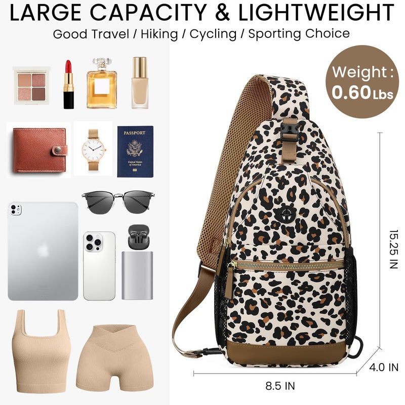 Vankor Large Crossbody Purses Bags for Women Men Travel, Chest Sling Bag Women Casual Cross Body Bag for Woman Sling Backpack Leopard Print - Image 2
