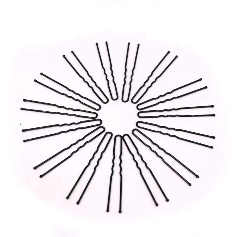 HOC ® 100 Pieces Black U-Shape Pins for Juda & Bun, Bridal Hair Styling Tool for Kids/Girls/Women With Storage Box, 5cm (2inch) Medium - Image 3