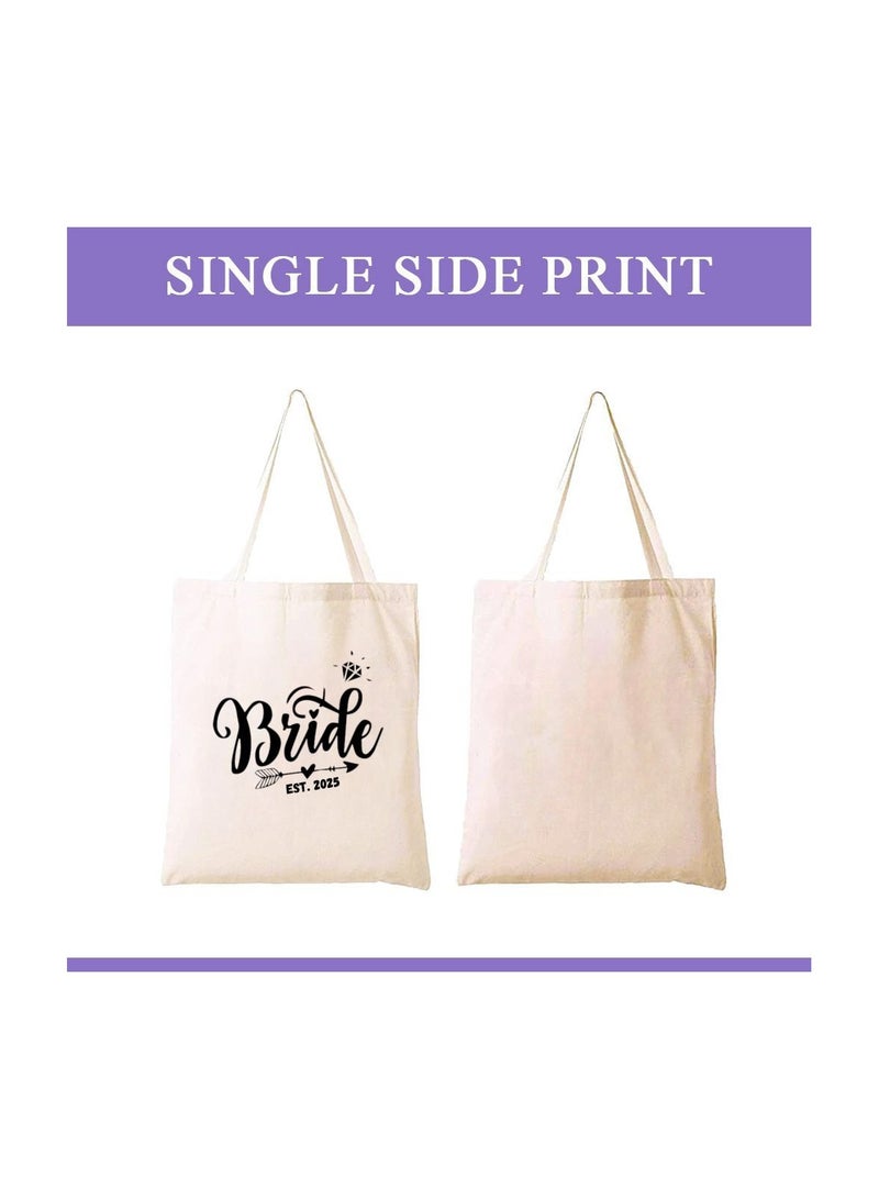 PRINTSHOP4ME Bride Est Cotton Tote Bag For Weddings And Bachelorette Parties-Perfect For Brides And Bridesmaids-Wedding Gift Bag - Image 2