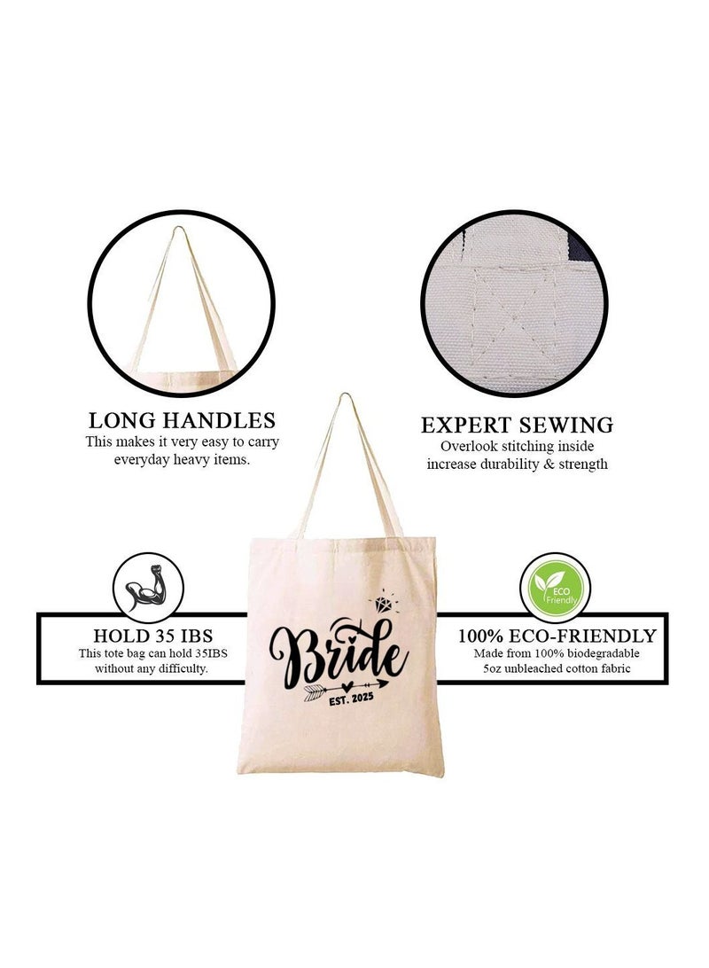 PRINTSHOP4ME Bride Est Cotton Tote Bag For Weddings And Bachelorette Parties-Perfect For Brides And Bridesmaids-Wedding Gift Bag - Image 4