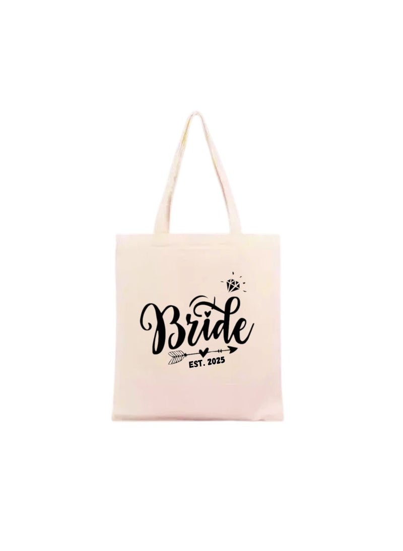 PRINTSHOP4ME Bride Est Cotton Tote Bag For Weddings And Bachelorette Parties-Perfect For Brides And Bridesmaids-Wedding Gift Bag - Image 1