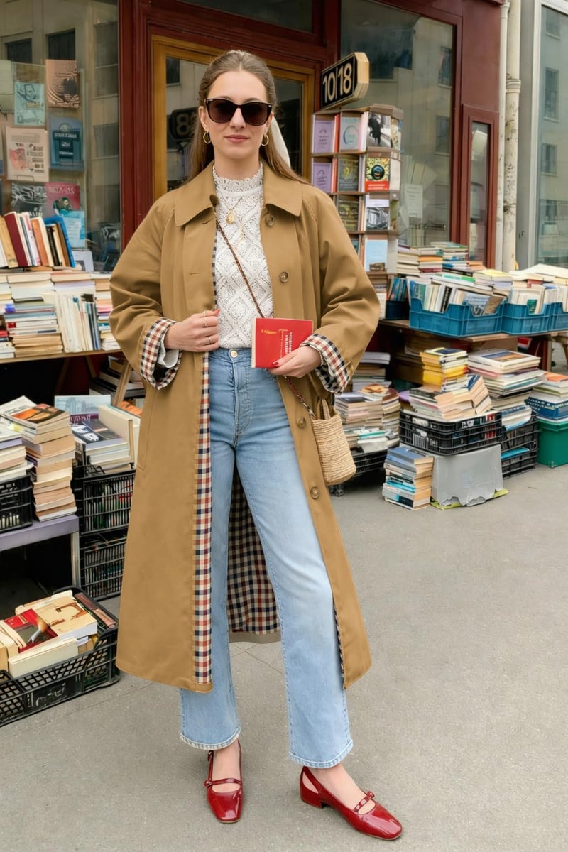 ELLEVEN Long Trench Coat for Women Pea Coats Long Winter Coats for Women Light Fall Jackets Single Breasted Lapel Oversized Windproof Overcoat Camel Small - Image 2