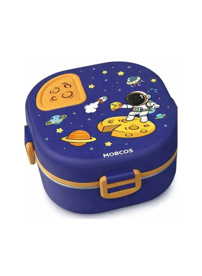 Mobcos Stainless Steel Lunch Container 3 Compartments with Bowl for Kids, Blue - Image 1