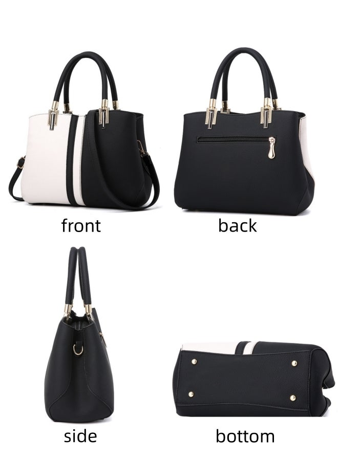 حقيبة كتف نسائية بألوان متباينة، حقيبة كروس من جلد البولي يوريثان للسيدات، حقيبة جانبية، حقيبة حمل ذات مقبض علوي، حقيبة يد ذات سعة كبيرة، حقيبة يد لطلاب الكلية والشباب - Image 5