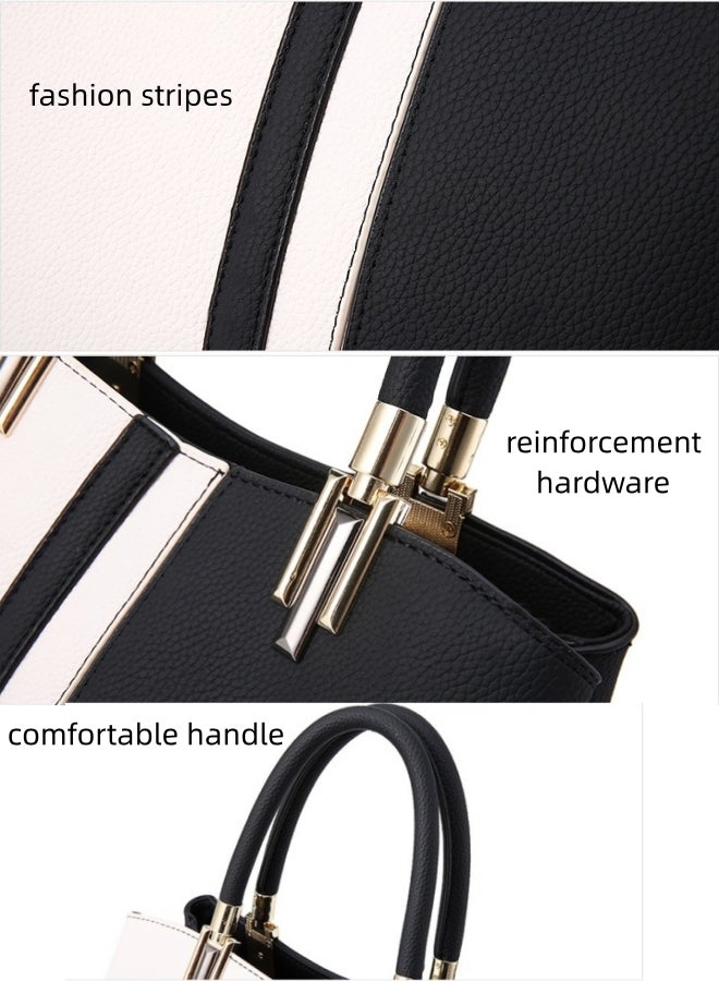 حقيبة كتف نسائية بألوان متباينة، حقيبة كروس من جلد البولي يوريثان للسيدات، حقيبة جانبية، حقيبة حمل ذات مقبض علوي، حقيبة يد ذات سعة كبيرة، حقيبة يد لطلاب الكلية والشباب - Image 4