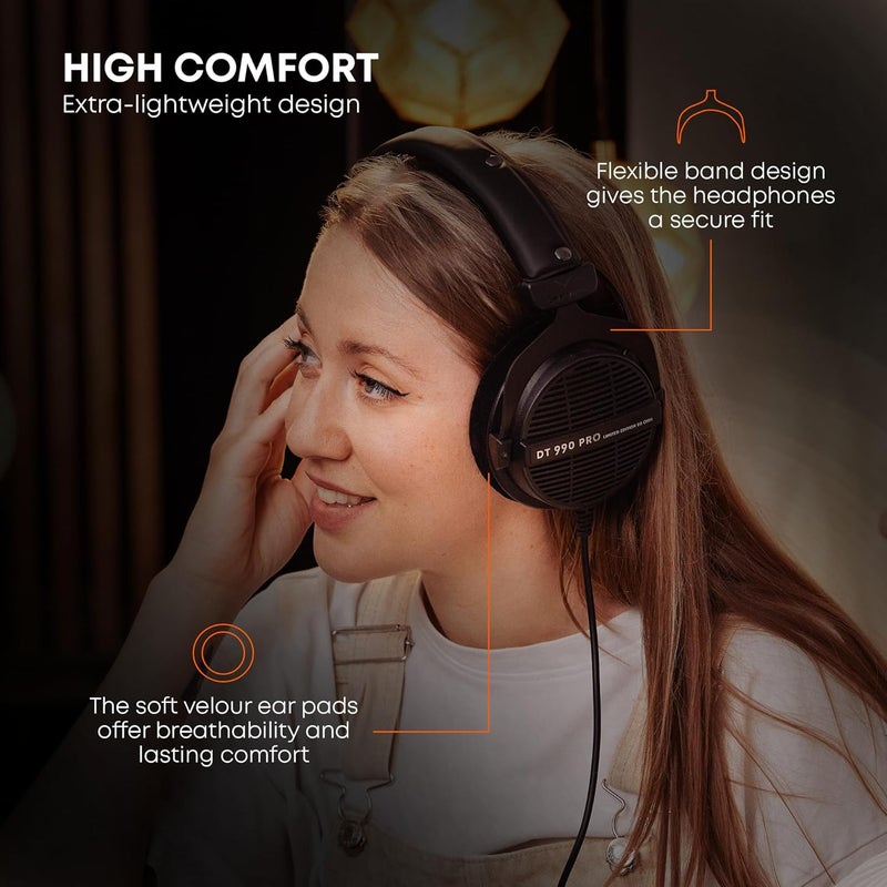 Beyer Dynamic beyerdynamic DT 990 Pro 250 ohm Over-Ear Studio Headphones For Mixing, Mastering, and Editing, Wired - Image 5